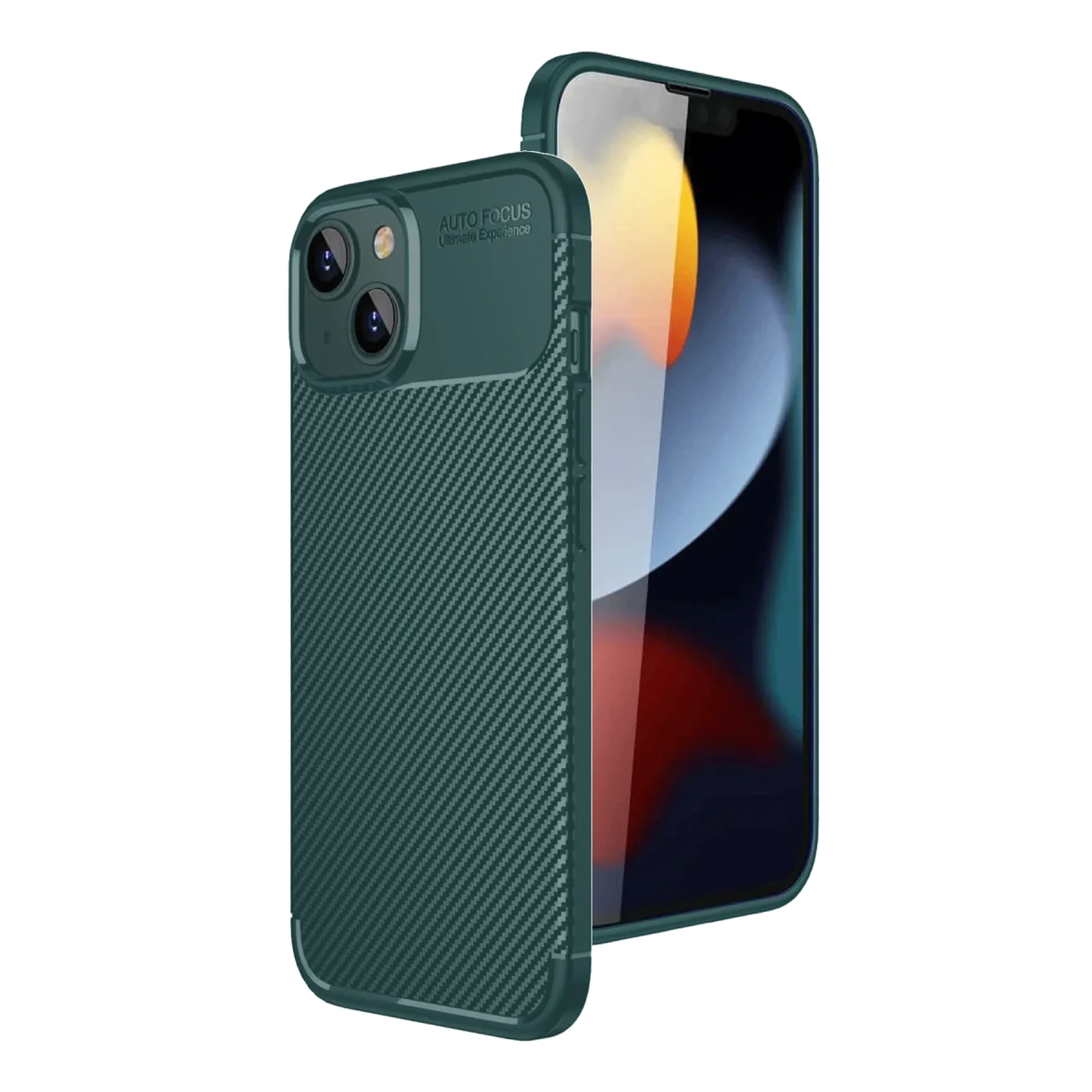Apple iPhone 15 Kılıf Auto Focus Karbon Kapak - Yeşil
