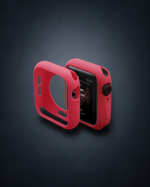 Apple Watch 42mm Silikon Alt Kasa - Kırmızı