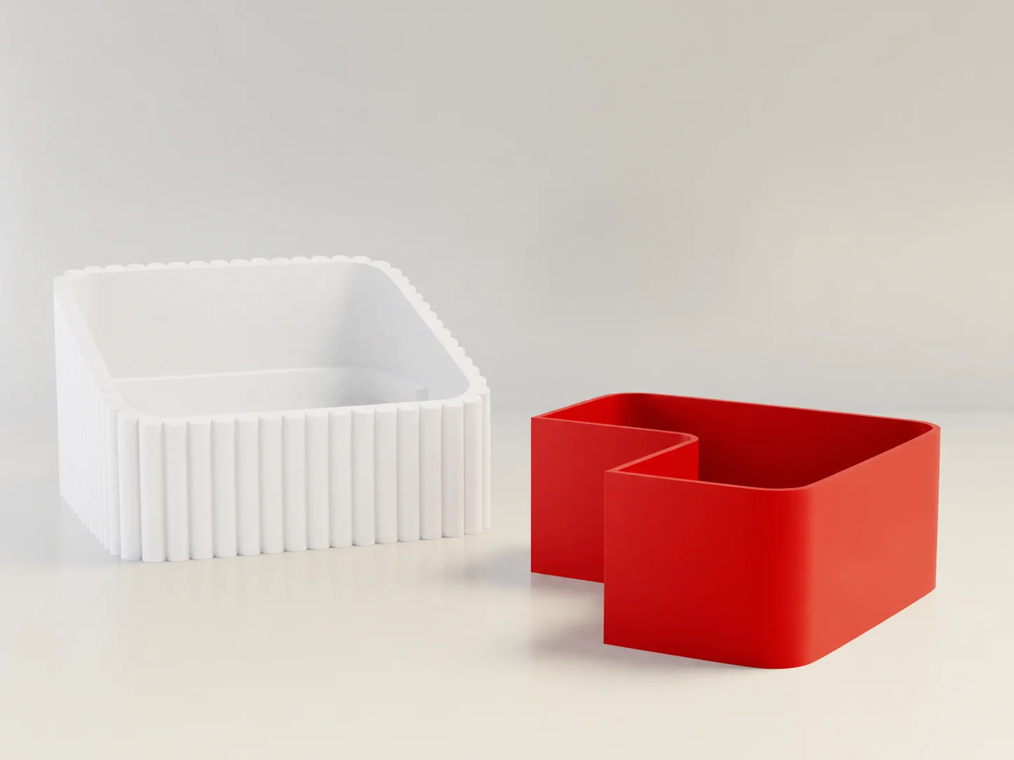 3D Baskı Fıstık Kasesi - Çift Hazneli Kabuk Ayırıcı Sunum Kasesi - Beyaz Kırmızı görsel 2
