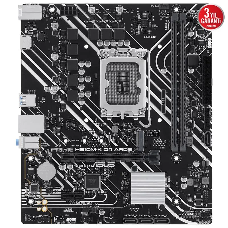 Prıme H610M-K D4 Argb DDR4 3200MHZ 1XHDMI 1XM.2 Usb 3.2 Matx 1700P (12./ 13. Ve 14. Nesil İşlemci Uyumlu) görsel 2