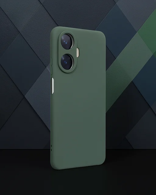 Realme C55 Kılıf Nano İçi Kadife Silikon - Koyu Yeşil