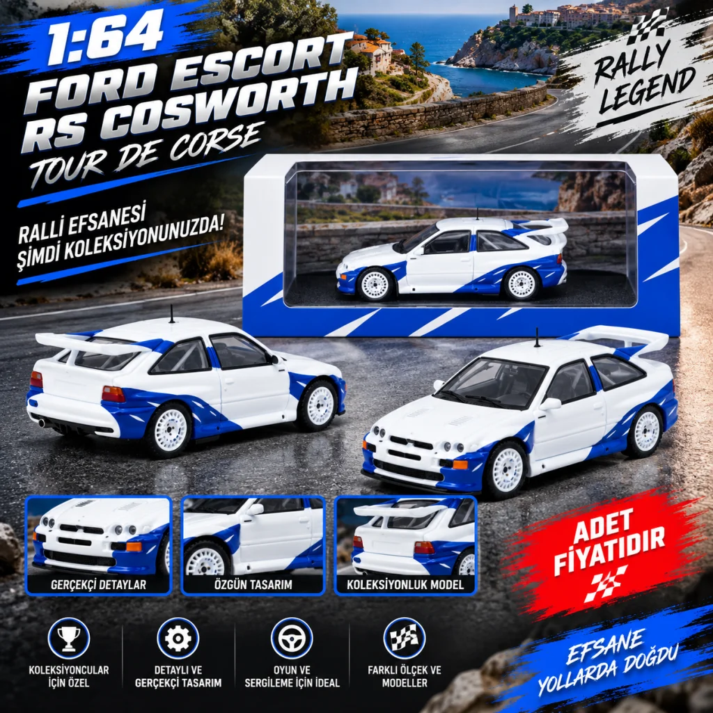 1/64 Ford Escort RS Cosworth Tour de Corse (adet fiyatıdır)