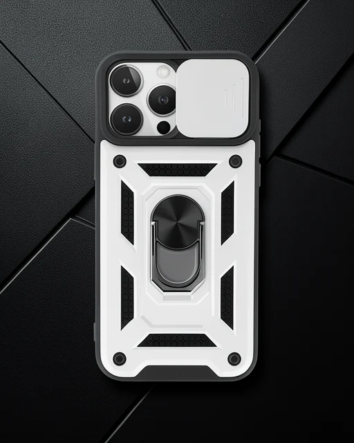 Apple İphone 15 Pro Max Kılıf Pars Lens Yüzüklü Silikon - Gümüş