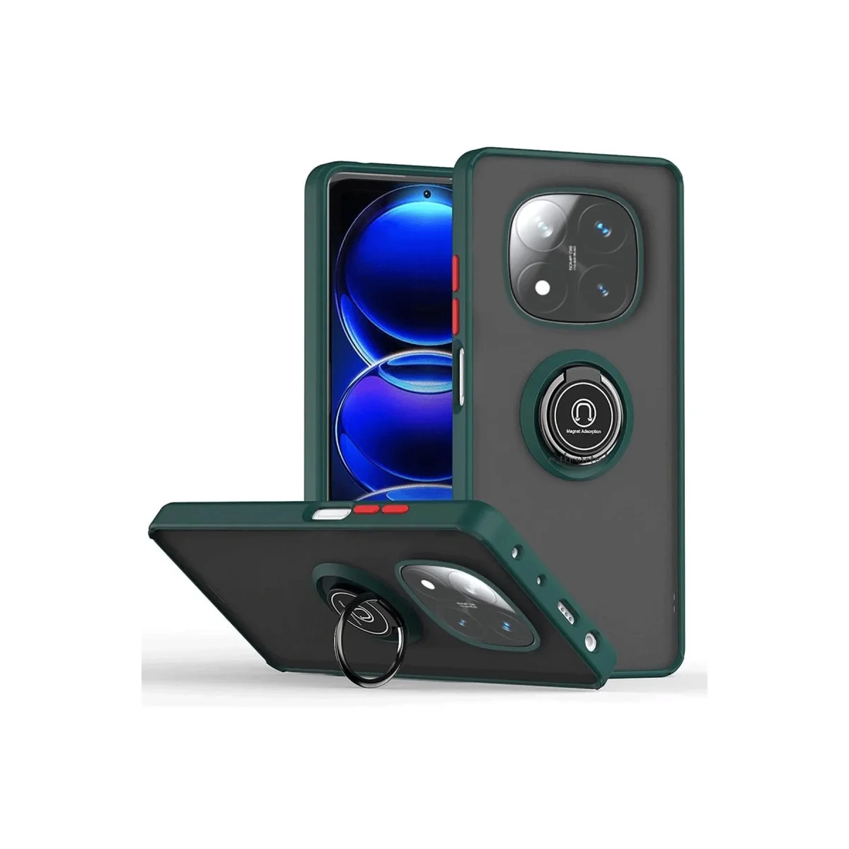 Xiao Red Note 14 Pro 5g Kılıf Montreal Yüzüklü Silikon Kapak - Yeşil