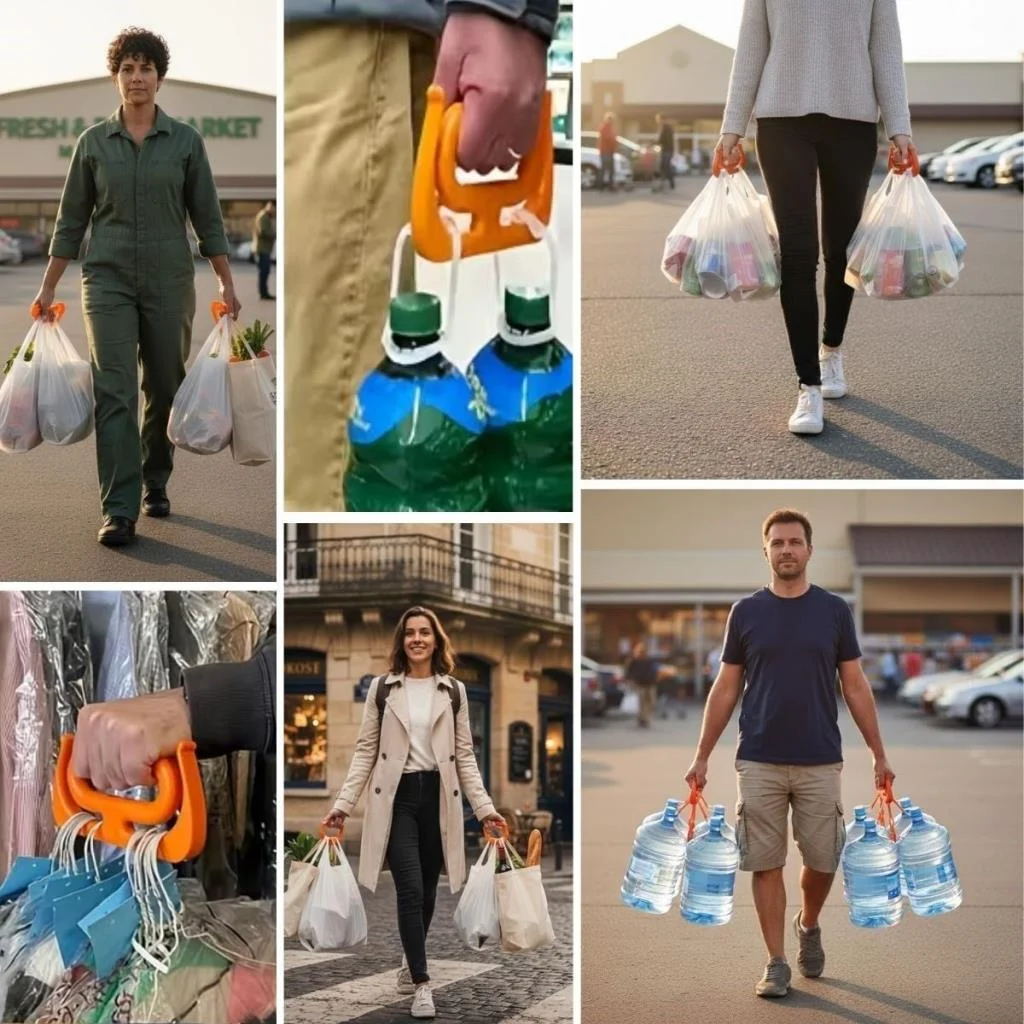 '' Ergonomik Poşet Taşıma Aparatı – Ağır Yük Taşıyıcı Tutacak, Elden Kesme Yapmayan Kolay Taşıma Kancası, Market ve Alışveriş Çantası Taşıyıcısı görsel 2