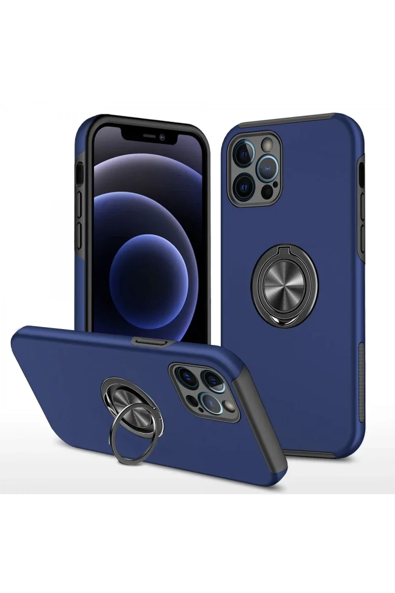 Apple iPhone 12 Pro Kılıf Elit Yüzüklü Kapak - Lacivert