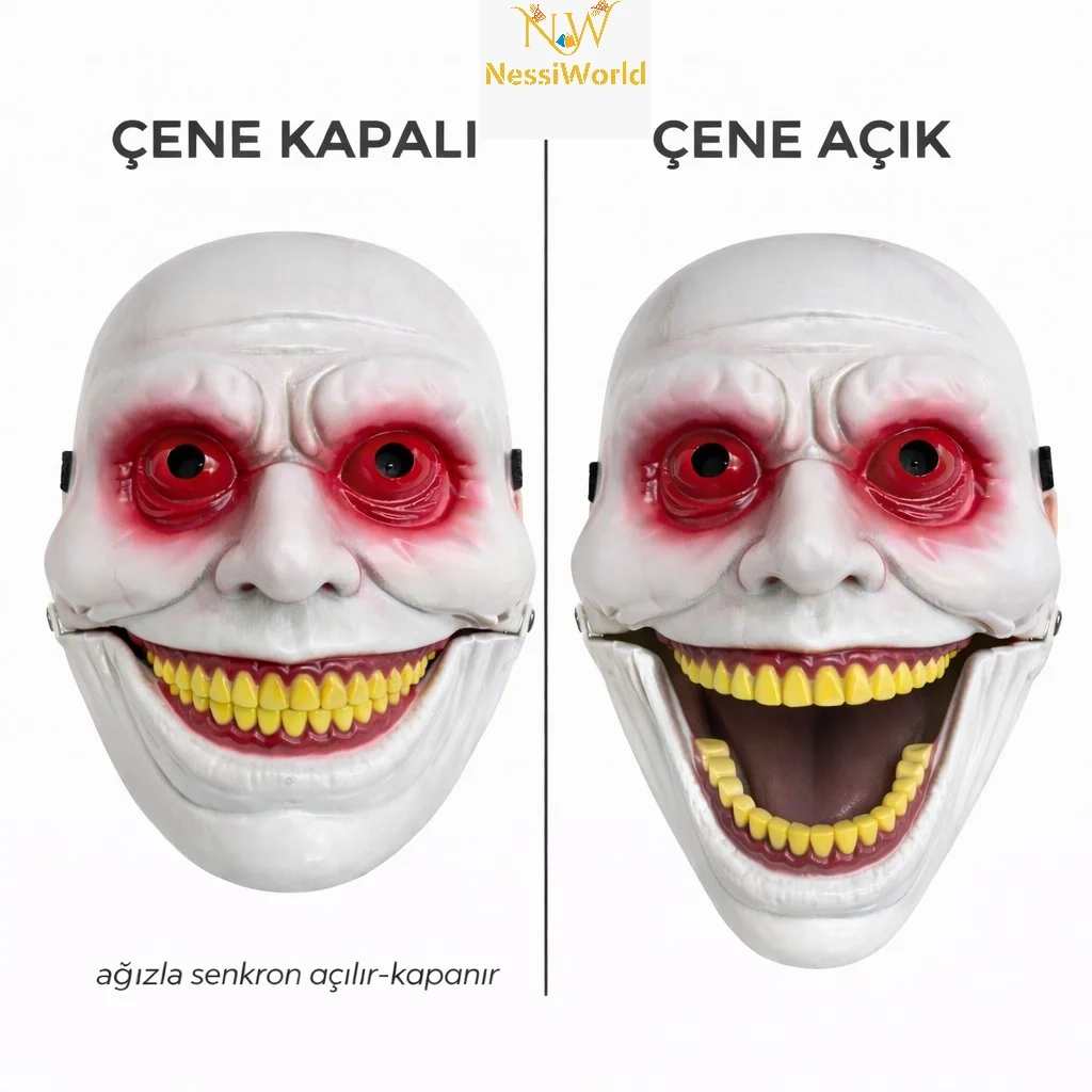 Hareketli Çene Mekanizmalı Korku Maskesi Kırmızı görsel 2