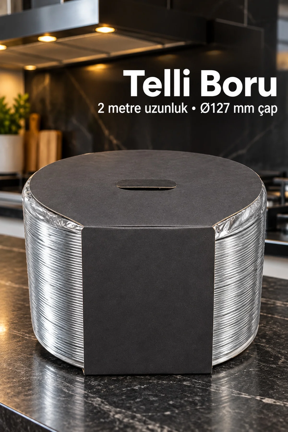 3 Metre Uzunluğunda Gümüş Renkli Telli Aspiratör Borusu görsel 5