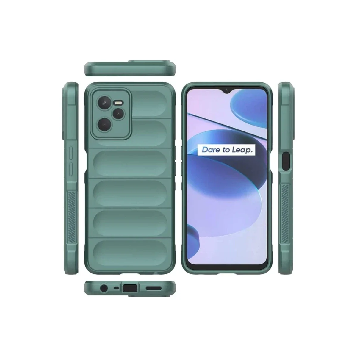 Realme C35 Kılıf Optimum Silikon - Koyu Yeşil görsel 3