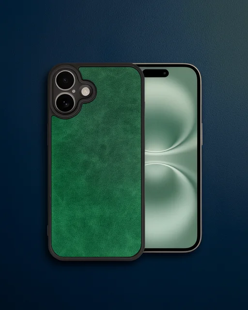 Apple İphone 16 Plus Kılıf Aras Deri Kapak - Koyu Yeşil