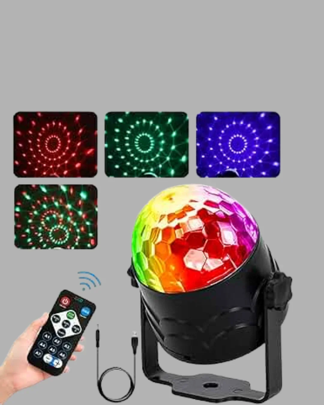 RGB LED Disko Küresi 7 Modlu Uzaktan Kumandalı görsel 2