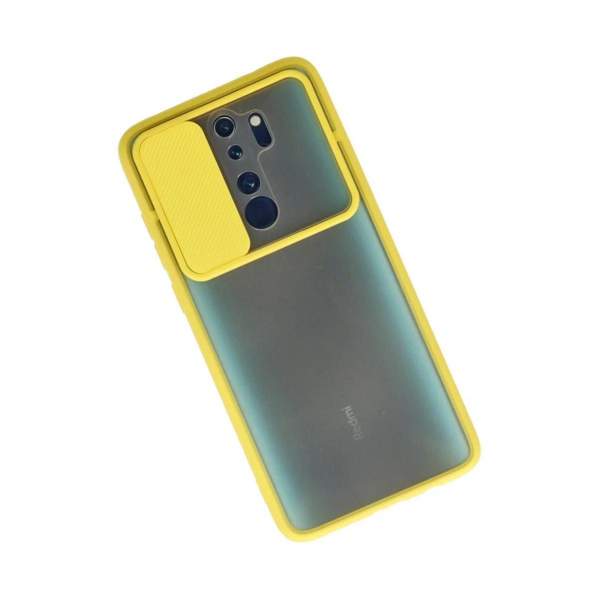 Xiaomi Redmi Note 8 Pro Kılıf Palm Buzlu Kamera Sürgülü Silikon - Sarı görsel 2