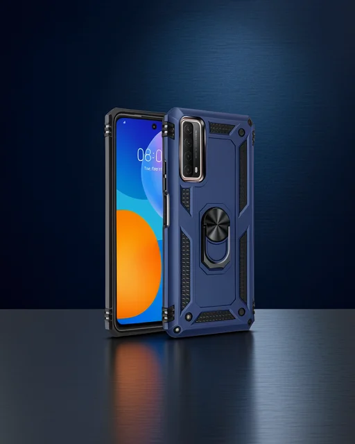 Huawei P Smart 2021 Kılıf Sofya Yüzüklü Silikon Kapak - Lacivert