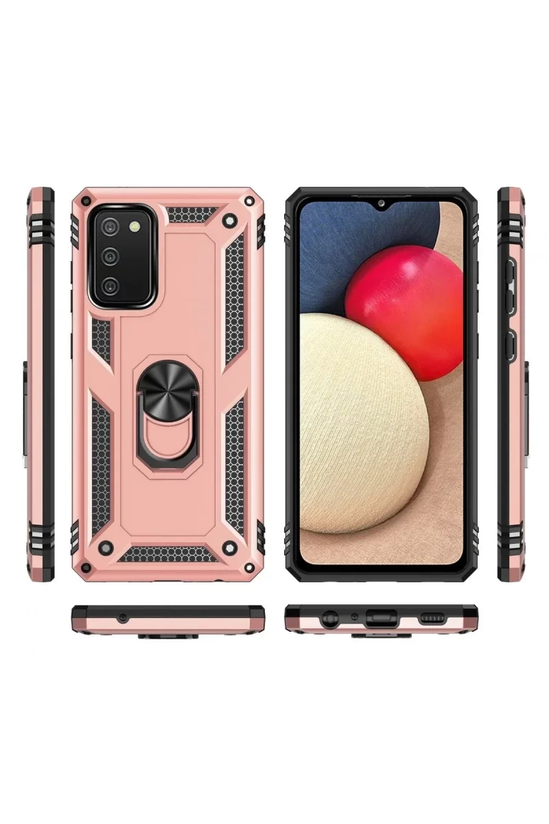 Samsung Galaxy A03S Kılıf Sofya Yüzüklü Silikon Kapak - Rose görsel 3