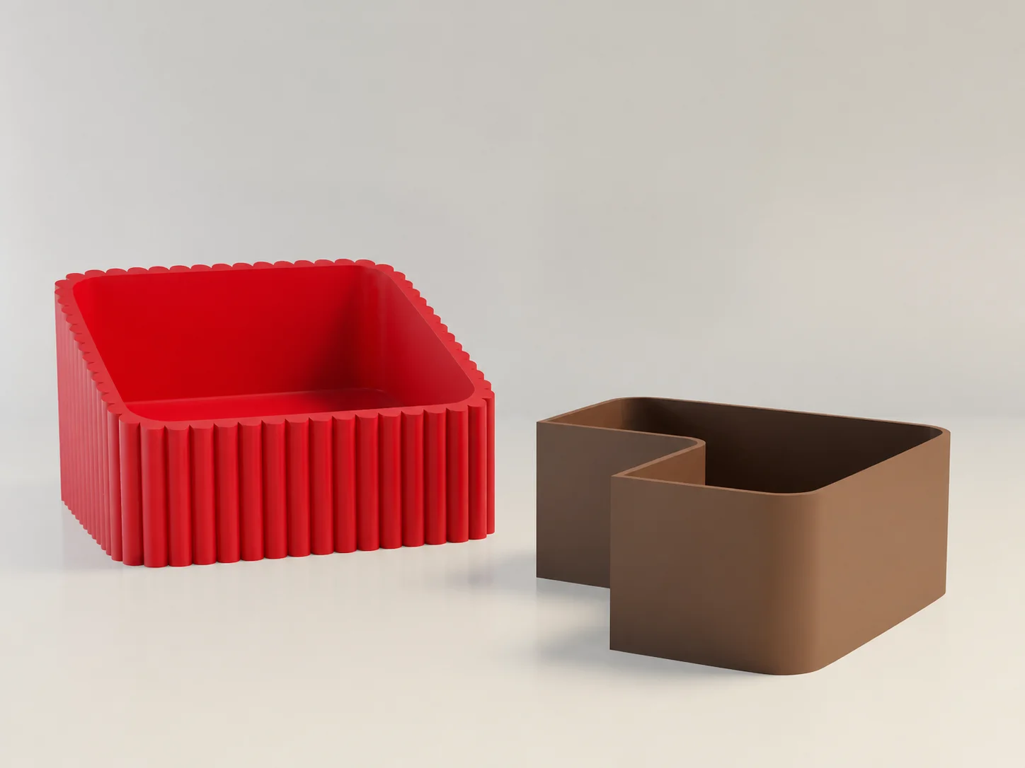 3D Baskı Fıstık Kasesi - Çift Hazneli Kabuk Ayırıcı Sunum Kasesi - Kırmızı Kahverengi görsel 2