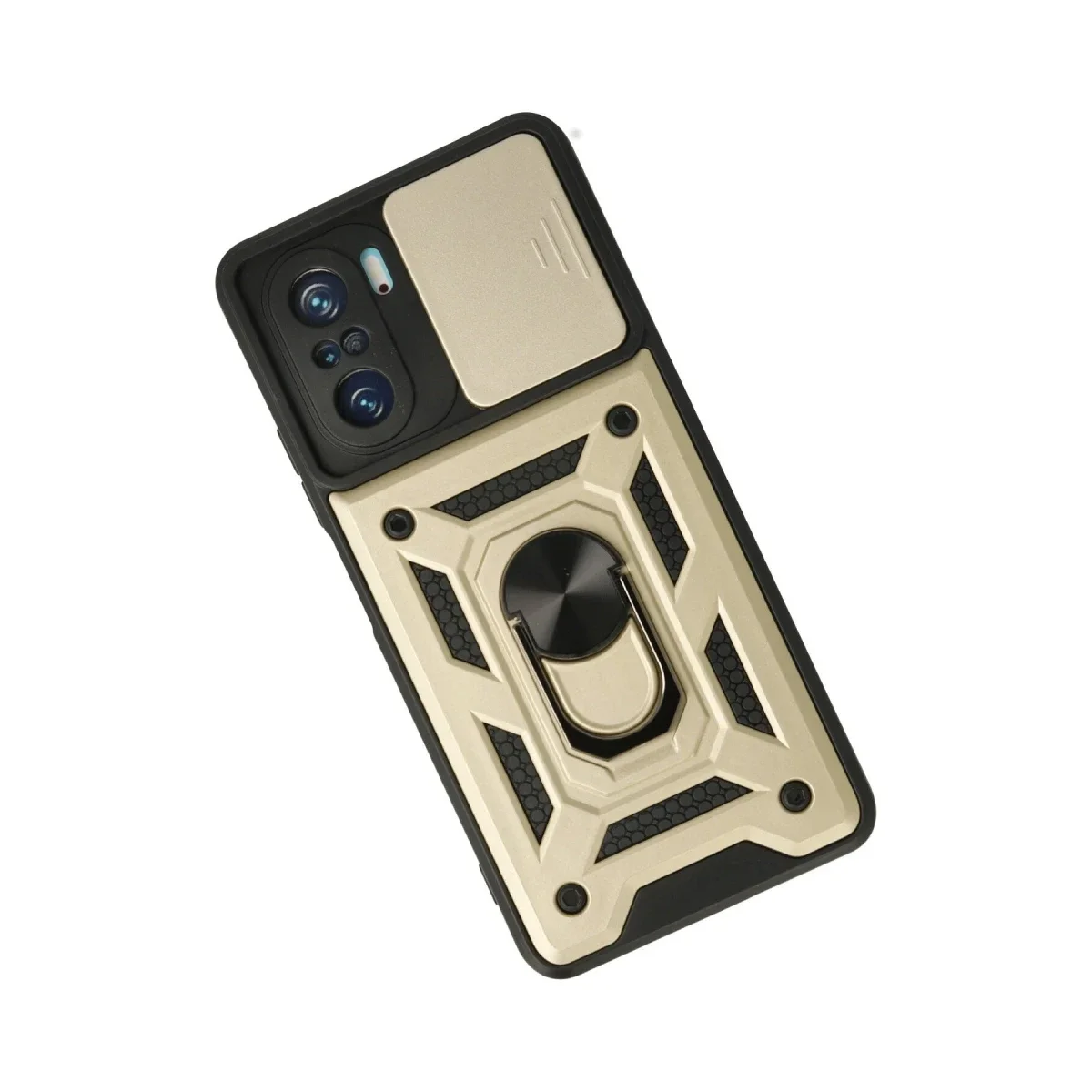 Xiaomi Poco F3 Kılıf Pars Lens Yüzüklü Silikon - Gold görsel 2