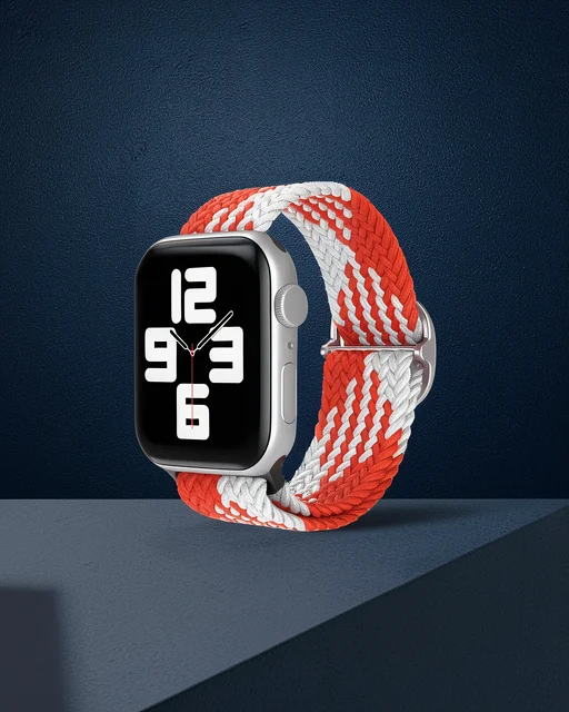 Watch 22mm Kordon - Beyaz-kırmızı