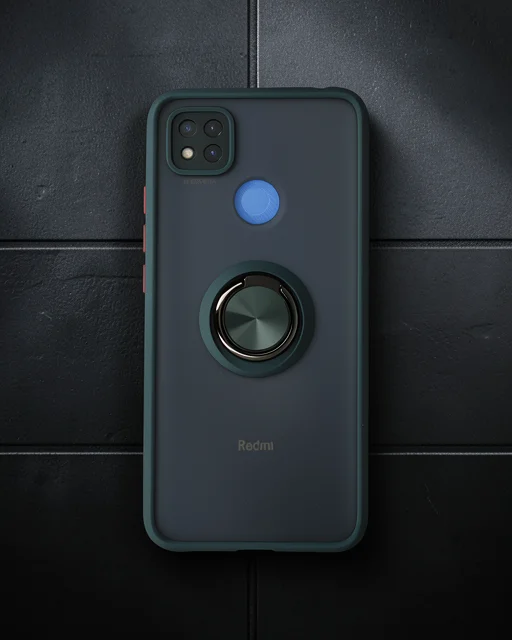 Xiaomi Redmi 9c Kılıf Montreal Yüzüklü Silikon Kapak - Yeşil