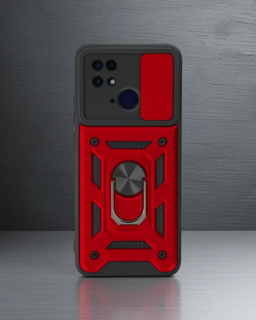 Xiaomi Redmi 10c Kılıf Pars Lens Yüzüklü Silikon - Kırmızı