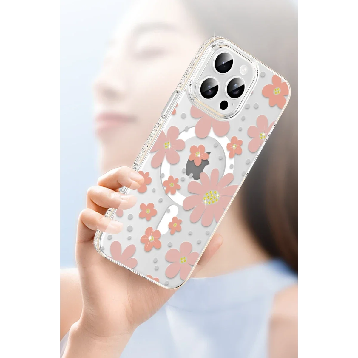 Joko Apple iPhone 14 Floral Magsafe Kapak - Turuncu görsel 4