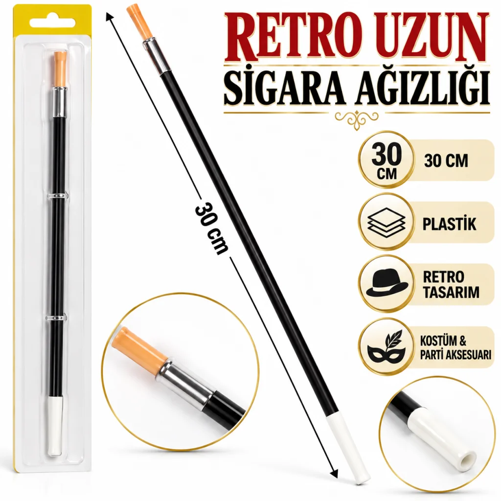 Uzun Ağızlık 70li 80li 90lı Yıllar Retro Parti 30 cm görsel 2