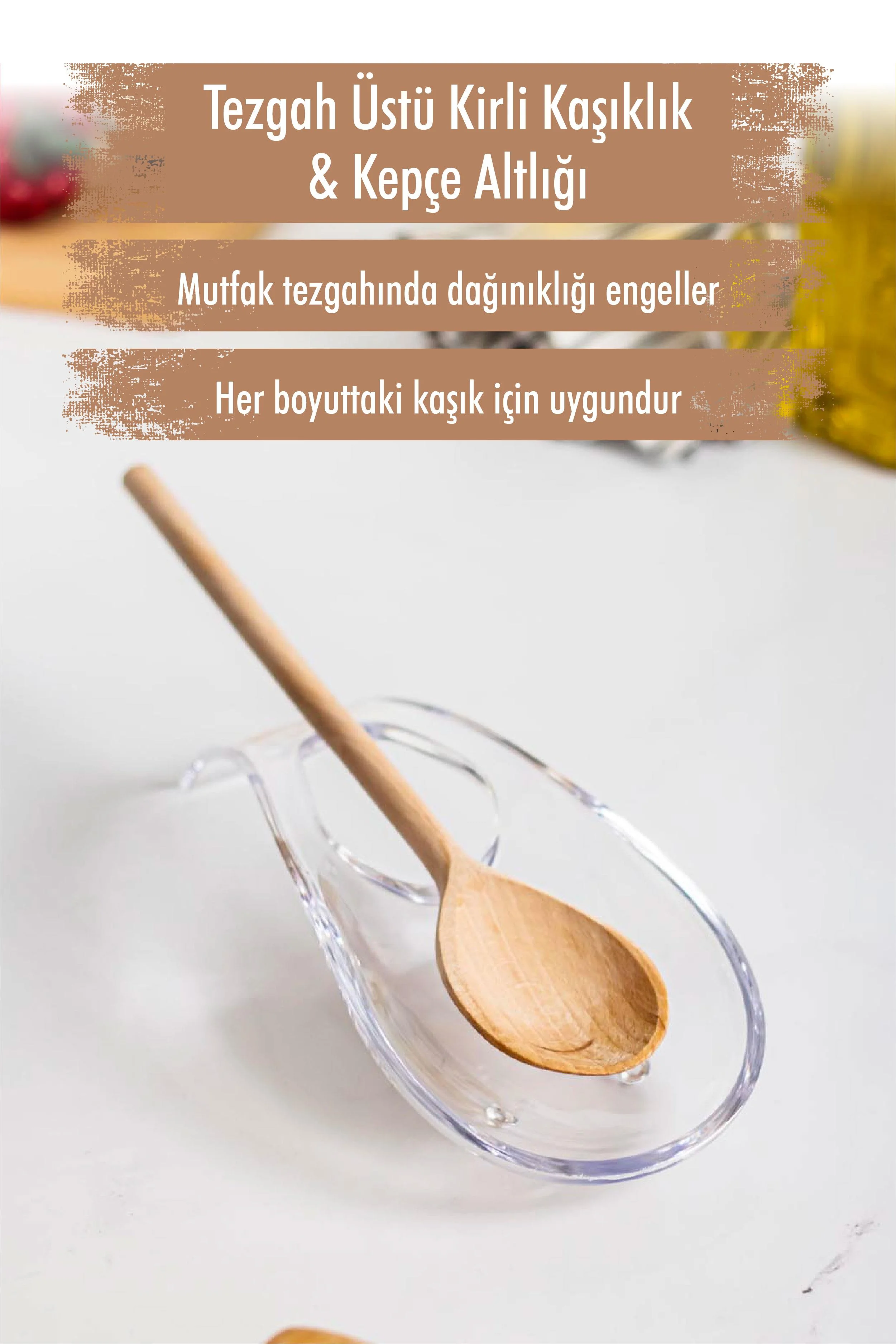 Akrilik Şeffaf Tezgah Üstü Kirli Kaşıklık & Kepçe Altlığı görsel 2
