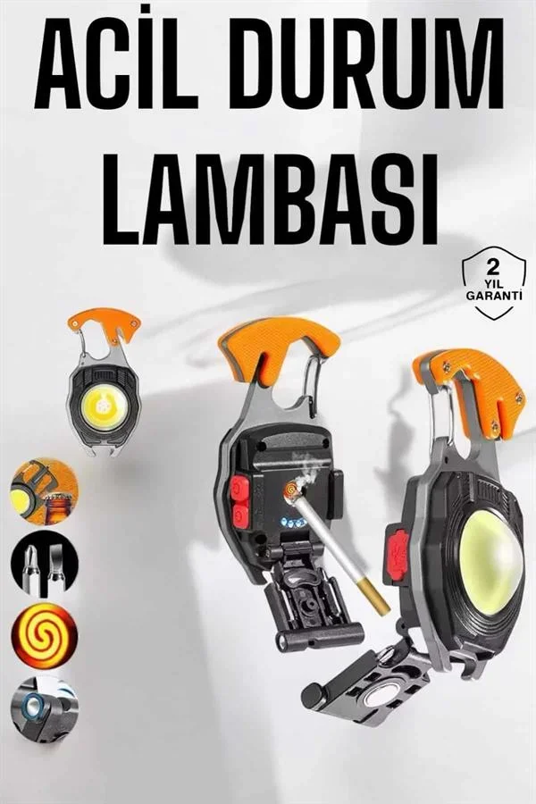 El Feneri Acil Işık Seti Tornavida Düdük Kapak Açma Kamp Lambası görsel 2