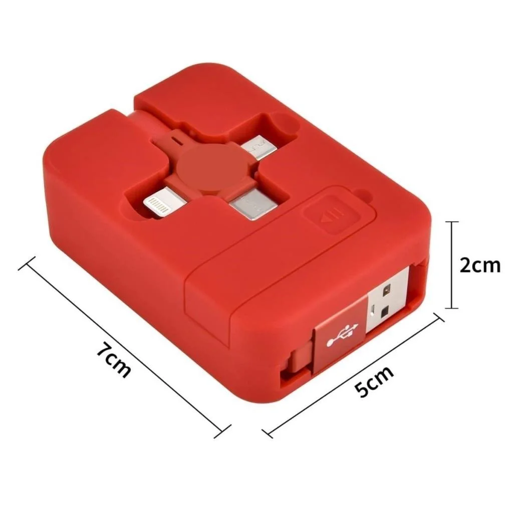 Cep Tipi Telefon Tutuculu Makaralı Uzayıp Kısalabilen 3'ü 1 Arada USB Şarj Kablosu (adet fiyatıdır) görsel 3