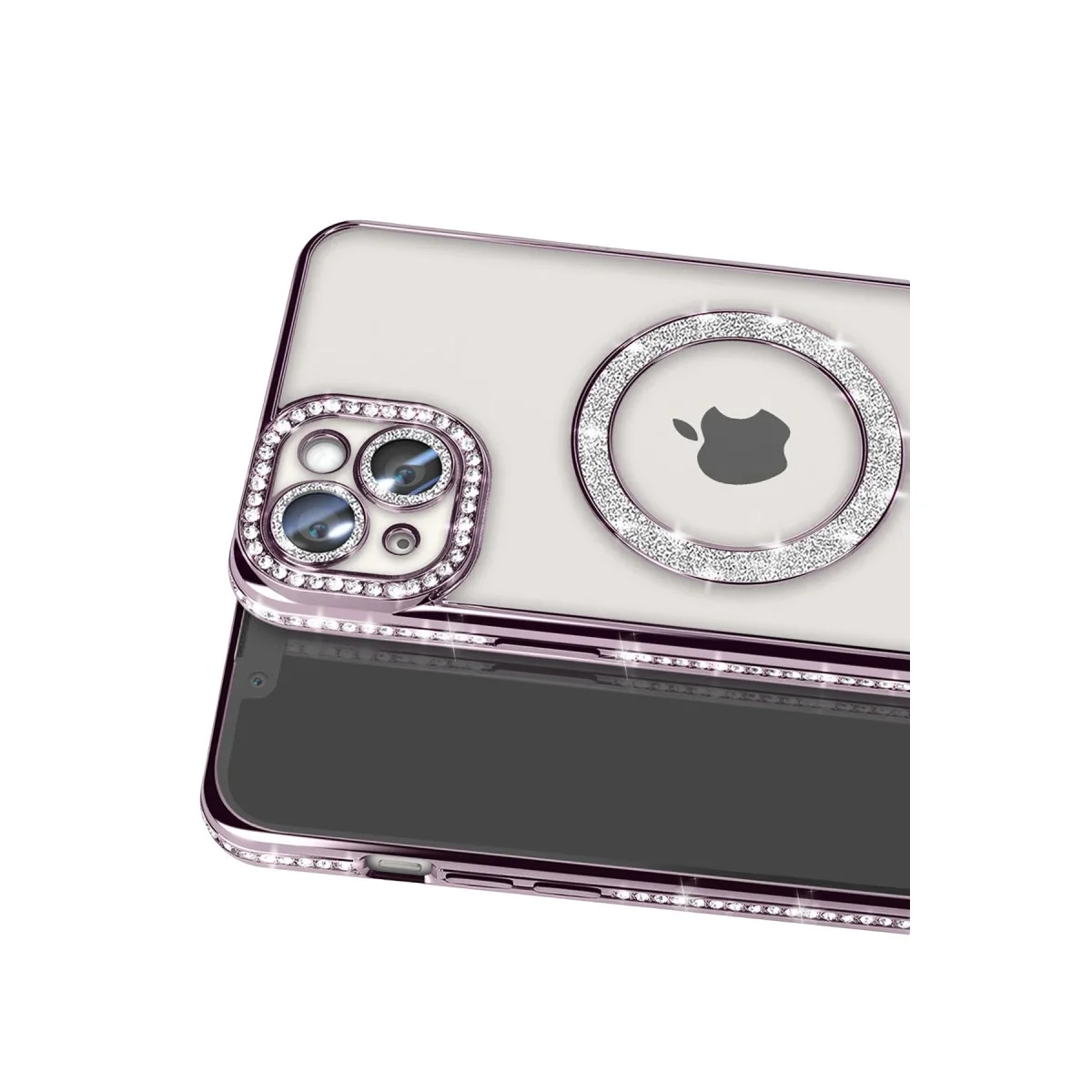 Apple İphone 14 Kılıf Joke Simli Magneticsafe Kılıf - Pembe görsel 2