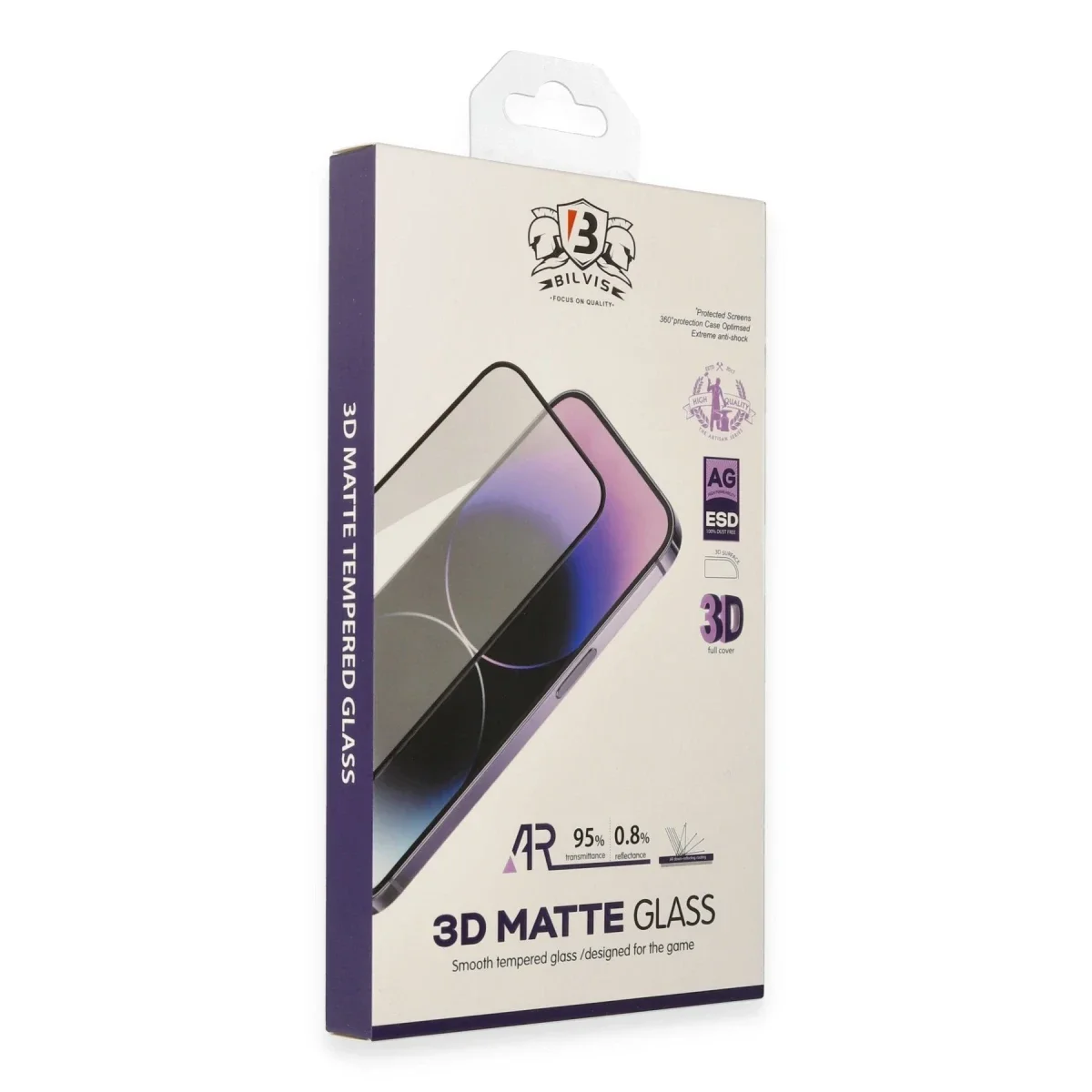 Apple iPhone 14 Pro Bilvis 3D Mat Cam Ekran Koruyucu