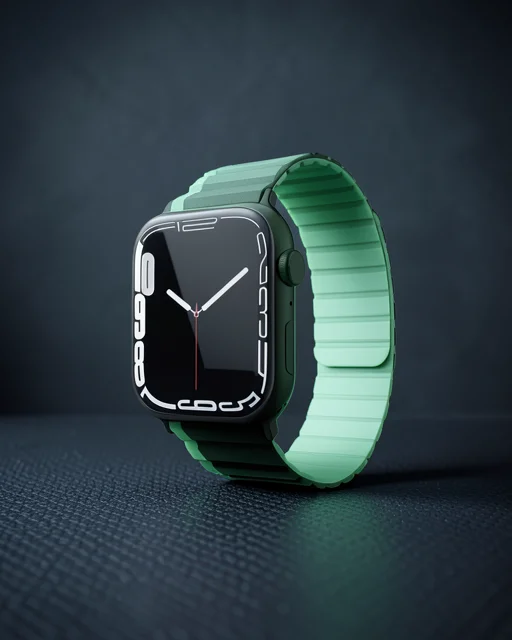 Apple Watch 42mm Mo-wb1 Çift Renk Mıknatıslı Silikon Kordon (saat Değildir) - Koyu Yeşil-açık Yeşil