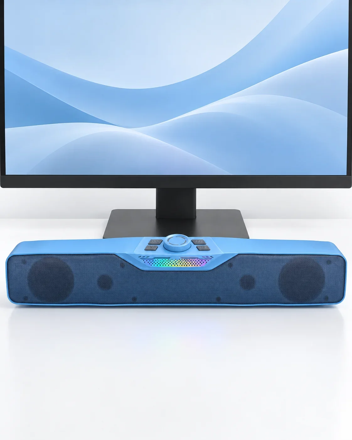 Döner Kontrol Düğmeli Bluetooth 5.4 Kablosuz Hoparlör 6 W RGB Işıklı Mavi görsel 4