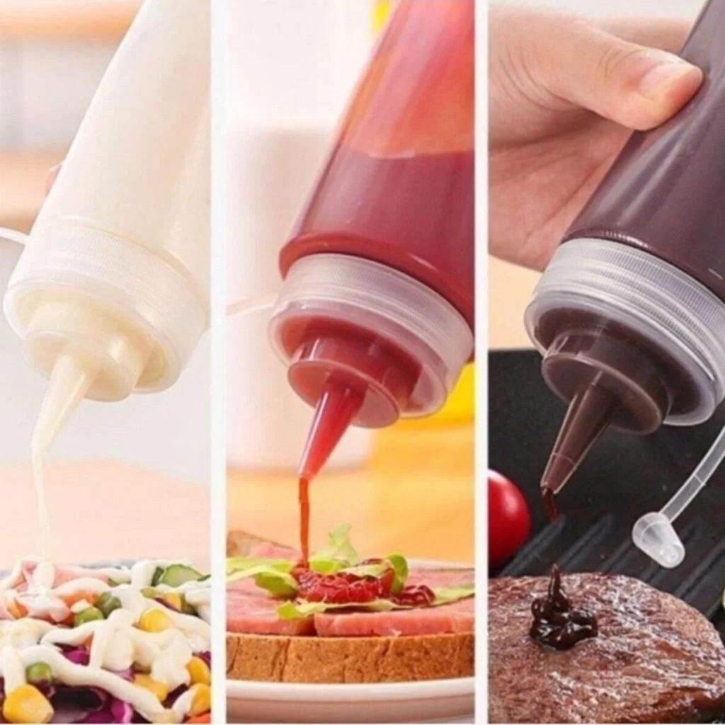 Şeffaf Kapaklı Sızdırmaz Yağlık Sosluk Şişesi Plastik Yağdanlık 400 ml AP-9028 (adet fiyatıdır) görsel 2