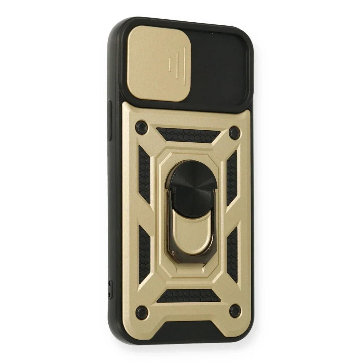 Apple iPhone 12 Pro Kılıf Pars Lens Yüzüklü Silikon - Gold görsel 2