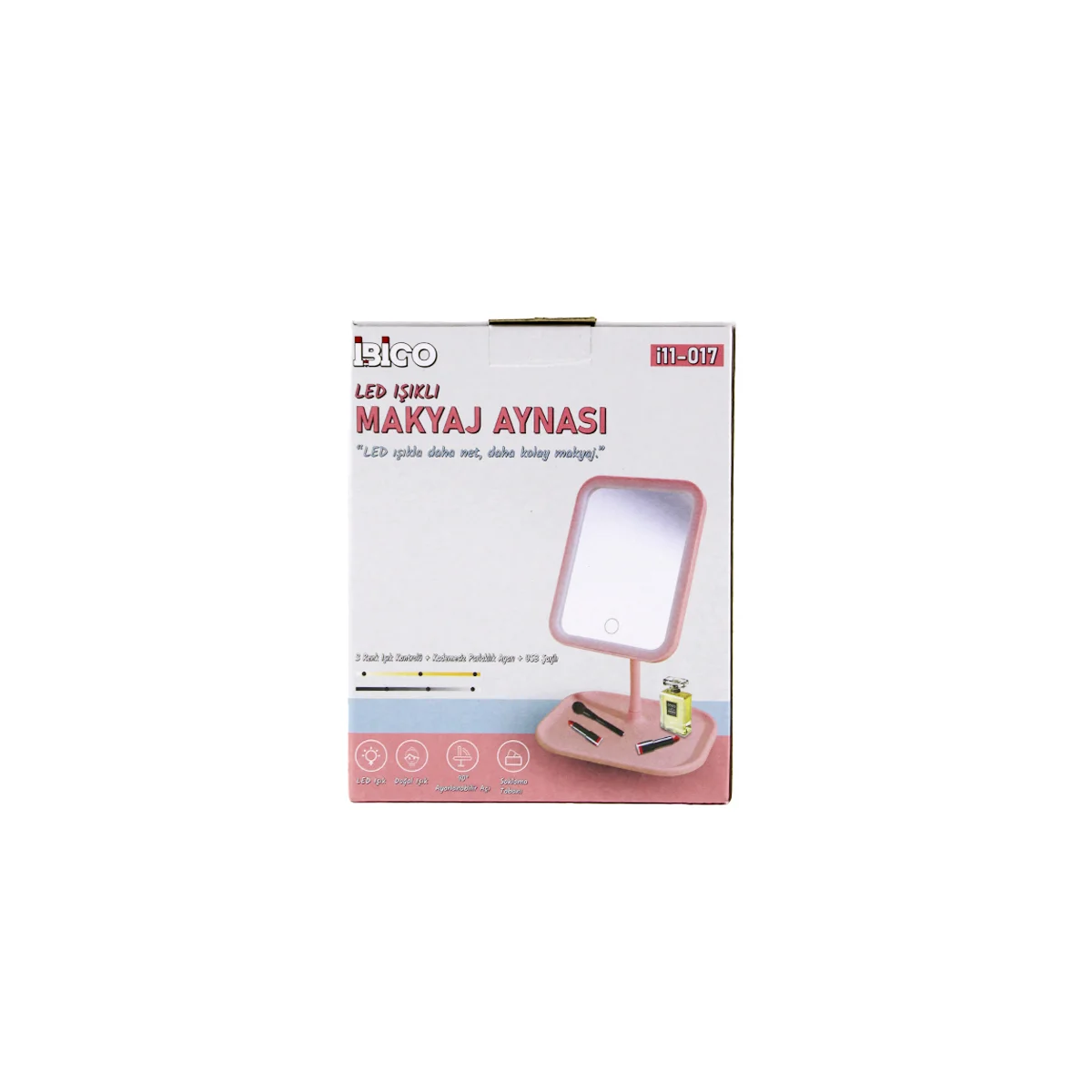 7\" LED USB Şarjlı Dikdörtgen Makyaj Aynası, 90° Ayarlı görsel 6