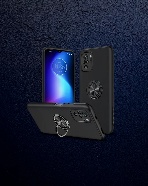 Xiaomi Poco F3 Kılıf Elit Yüzüklü Kapak - Siyah