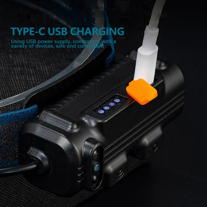 W690 7 Aydınlatma Modlu XPE COB LED Sensörlü Dahili Pilli USB Şarj Edilebilir Kafa Feneri görsel 6