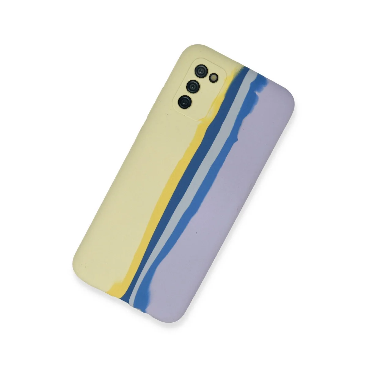 Samsung Galaxy A03s Kılıf Ebruli Lansman Silikon - Sarı-lila görsel 2