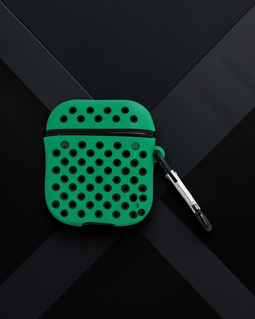 Apple Airpods 2 (2.nesil) Spor Delikli Kılıf - Yeşil-siyah