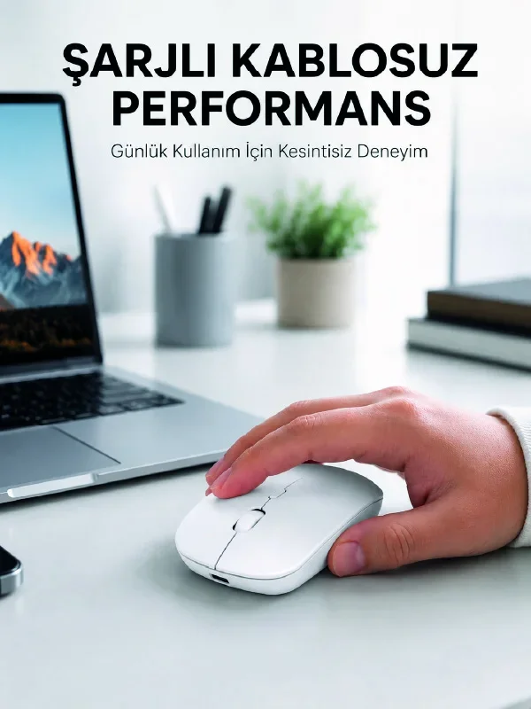 5000 DPI Bluetooth Kablosuz Mouse Hafif Ergonok Sessiz Wireless Fare