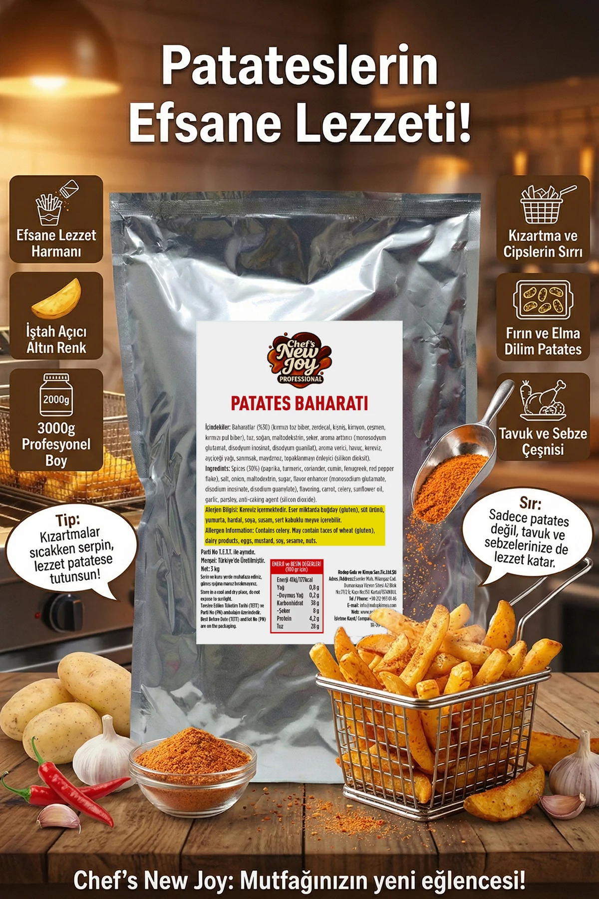 Patates Baharatı 3000 G x 6 Adet - 1 Koli (Koli Bazlı Avantaj Paketi) görsel 4