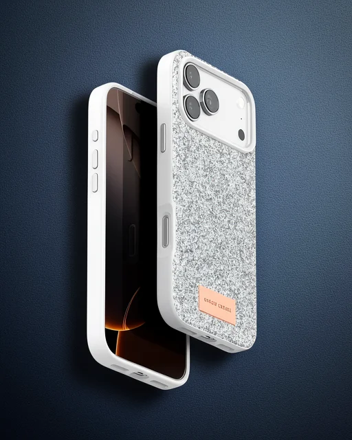 Onegif Apple İphone 17 Pro Bright Simli Kapak - Beyaz