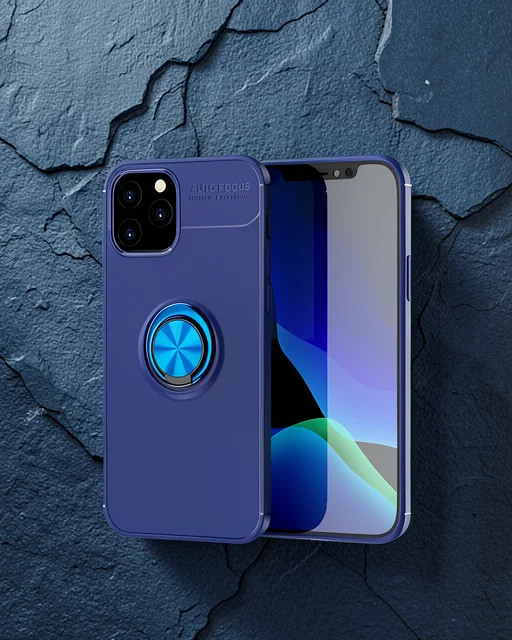 Apple İphone 12 Kılıf Range Yüzüklü Silikon - Mavi