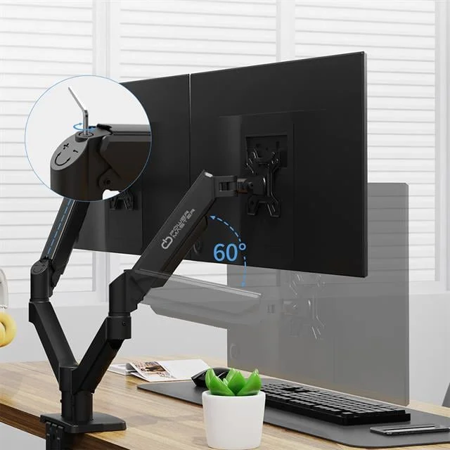 PM-252D 13-32’’ Amortisörlü Stand Çift Kol LCD-LED Gang Monitör Tutucu Stand Askı Aparatı görsel 5