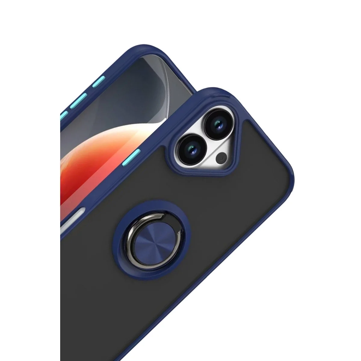 Apple İphone 17 Montreal Yüzüklü Silikon Kapak - Lacivert görsel 2