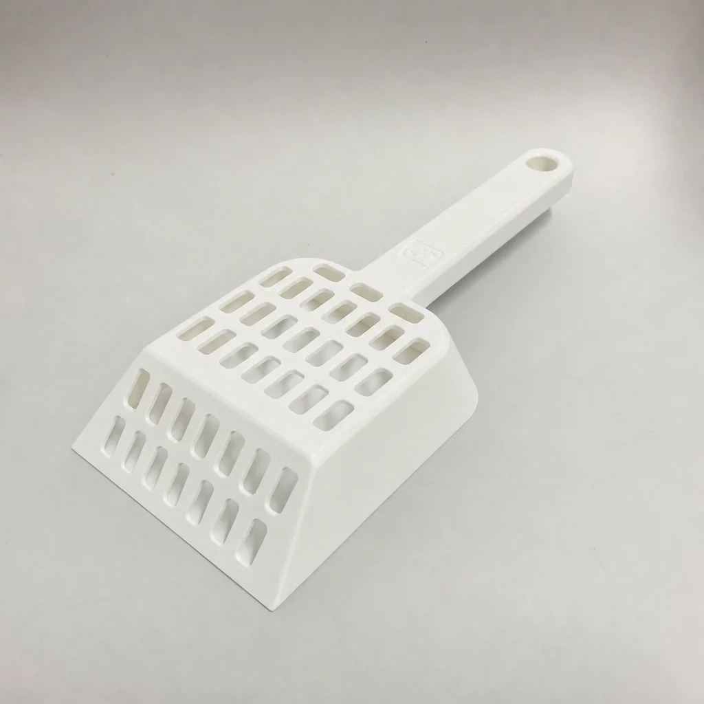 3D Baskı Kedi Kumu Küreği - Geniş Hazneli Eleme Küreği-Beyaz görsel 2