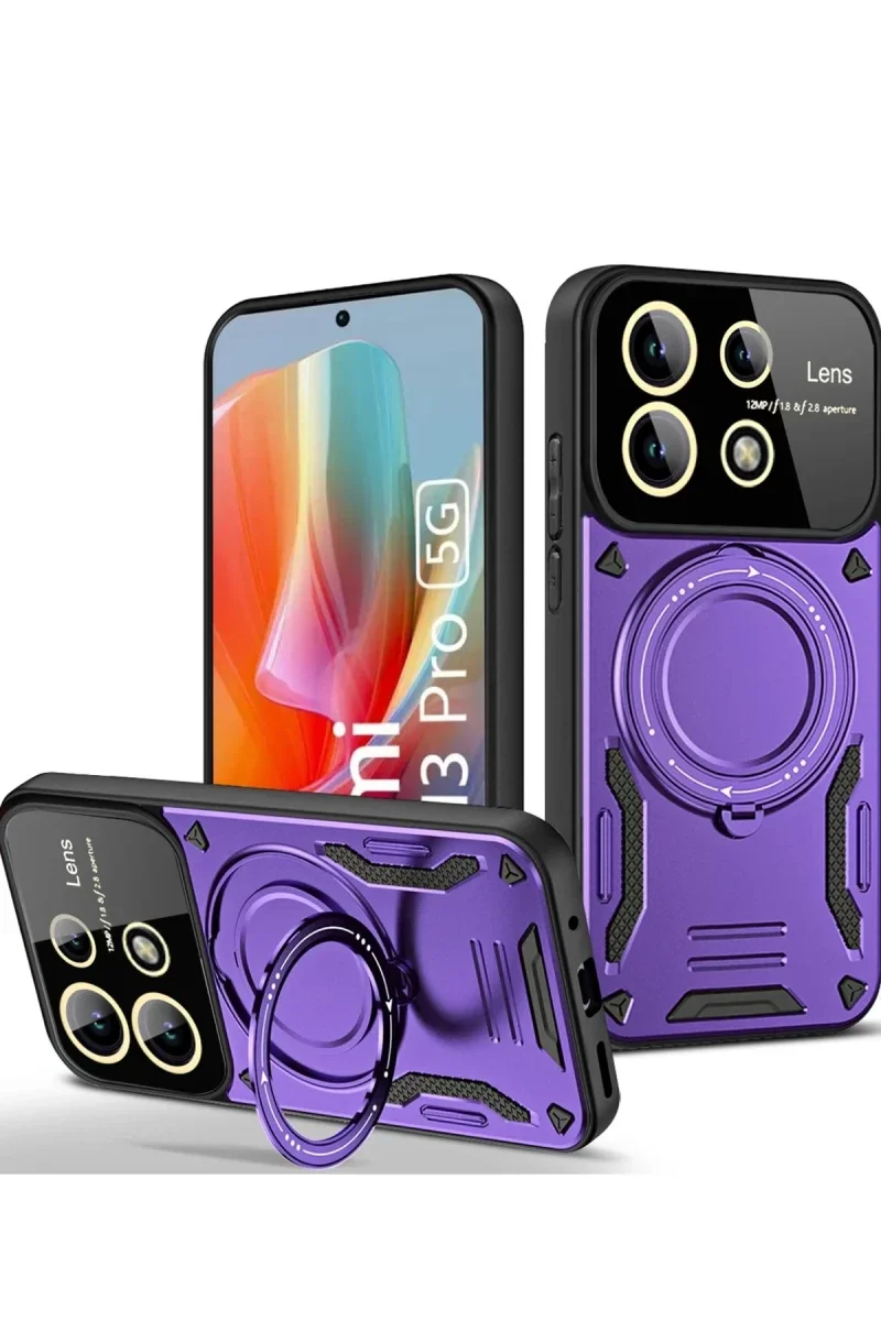 Xiao Red Note 13 Pro 5G Kılıf Joy Lens Standlı Kapak - Mor