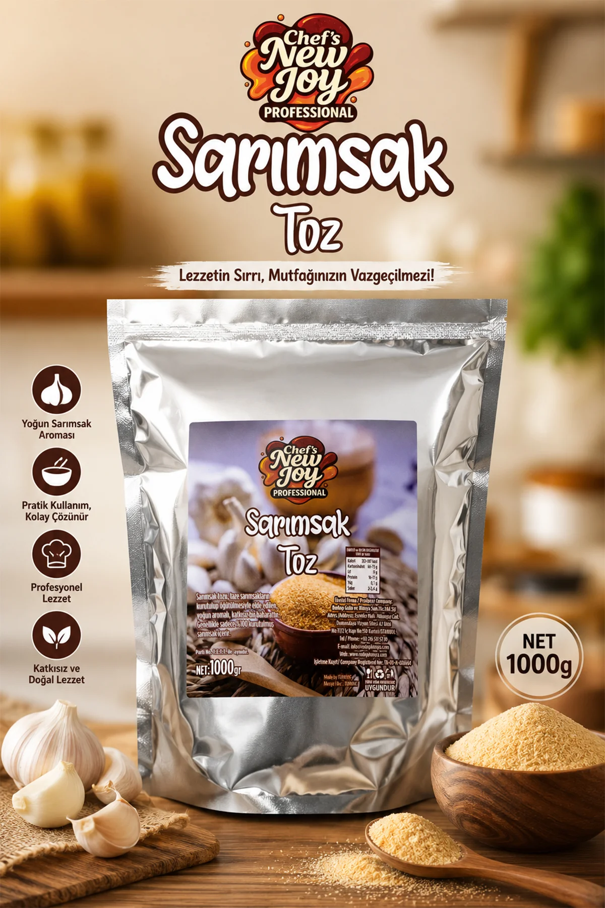 Sarımsak Toz 1000 gr Garlic Powder Kurutulmuş Doğal Sarımsak Tozu görsel 2