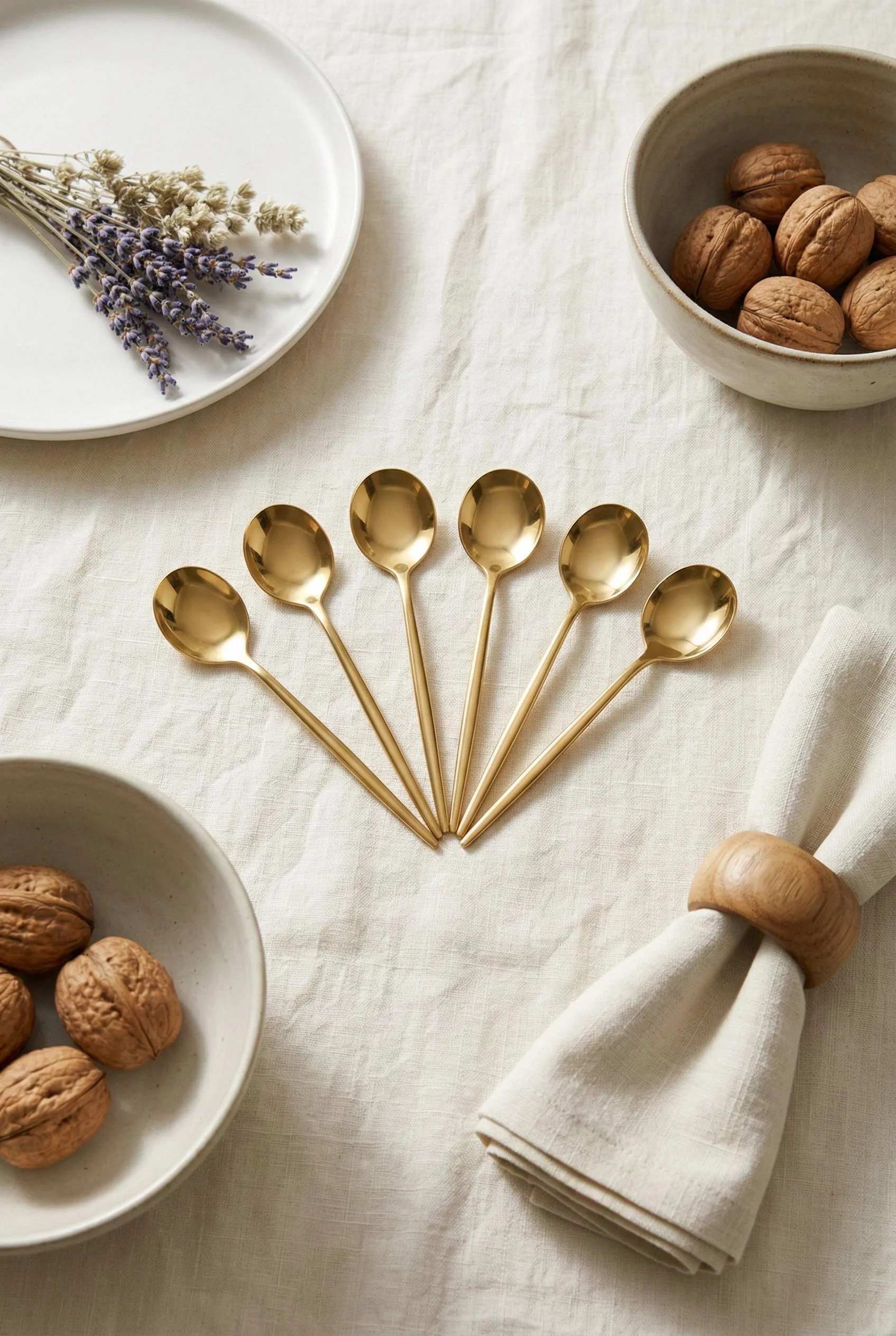 6'lı Lüks Gold Paslanmaz Çelik Çay Kaşığı Seti (13 cm)