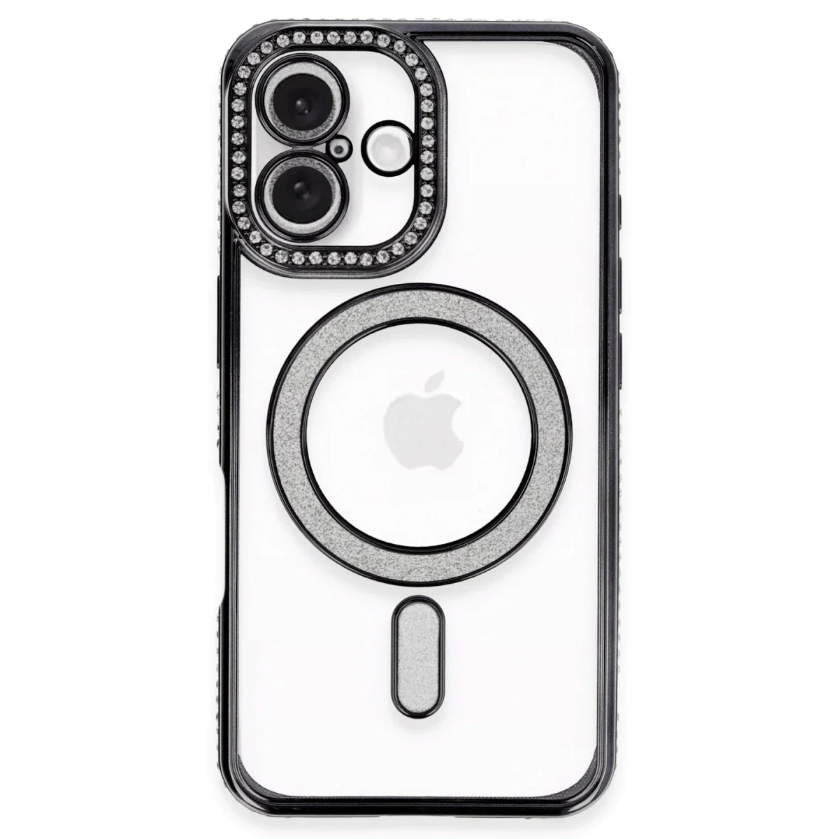 Apple iPhone 16 Plus Kılıf Joke Simli Magneticsafe Kılıf - Siyah görsel 3